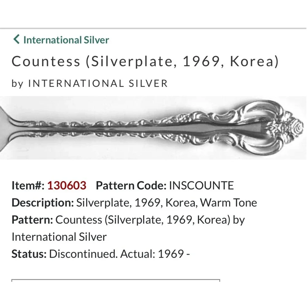 International Silver Countess Silverplate Flatware Set 21pc 1969 Korea Vintage